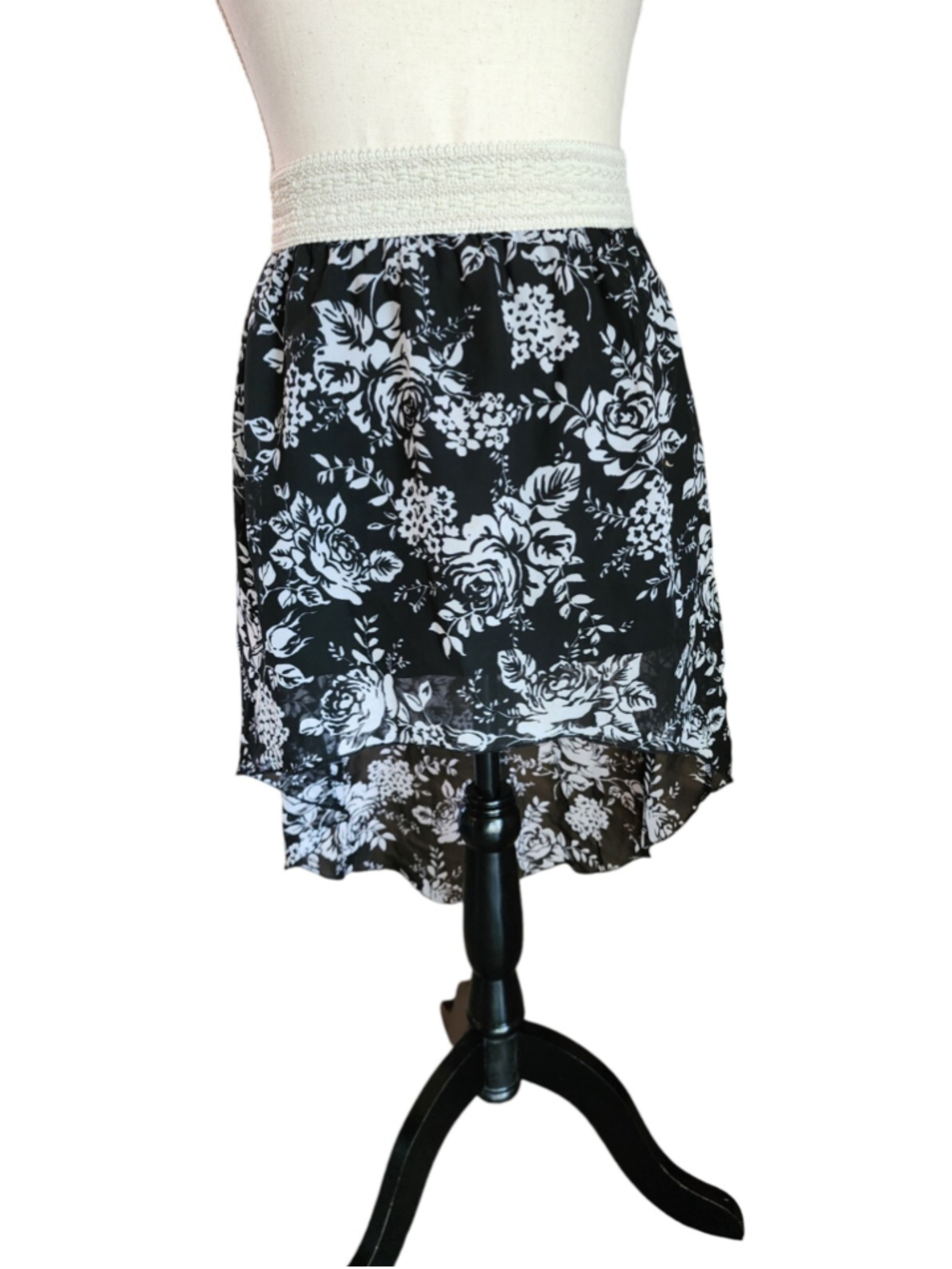 Vintage Y2K Julies Closet Floral High Low Skirt Whimsigoth Chiffon YS XXS